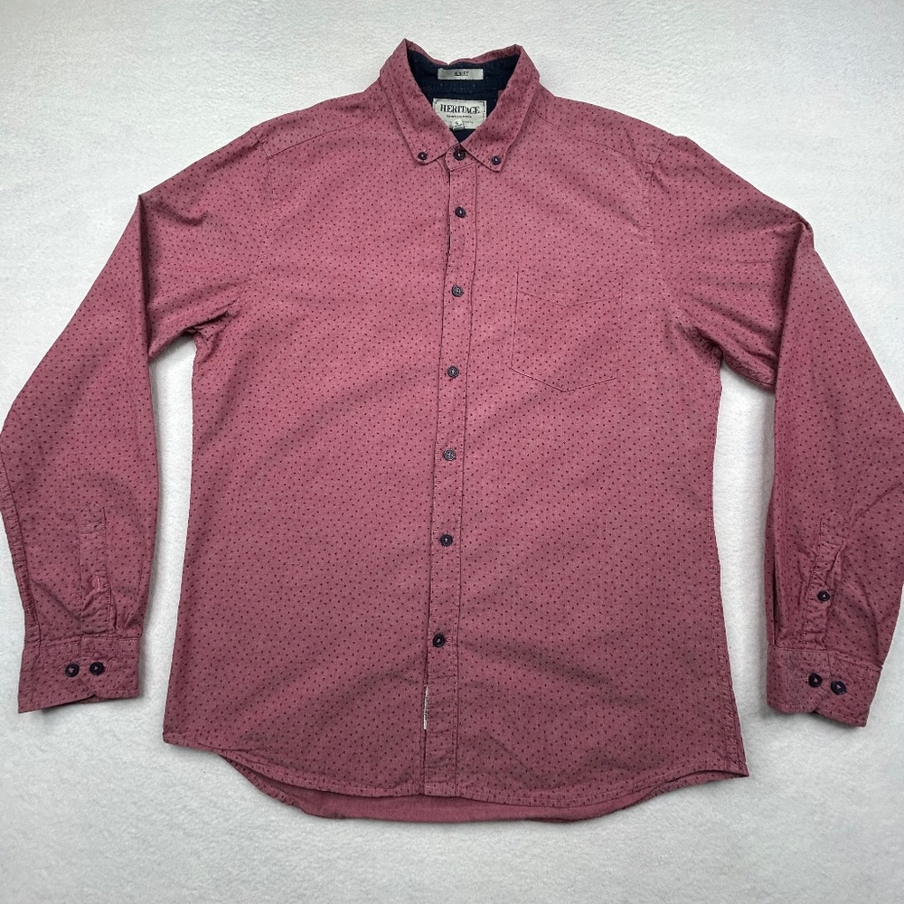 Heritage Report Collection men's Large Long-sleeved Button-down Polka dot shirt